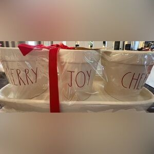 Rae Dunn Holiday Planter Trio - Red and Cream